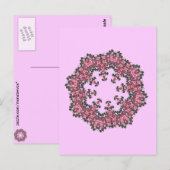 Roze bloemen briefkaart (Voorkant / Achterkant)