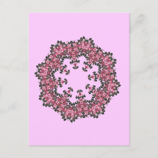 Roze bloemen briefkaart (Voorkant)
