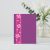 Roze bloemen briefkaart (Staand voorkant)