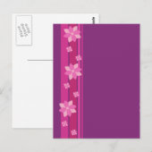 Roze bloemen briefkaart (Voorkant / Achterkant)