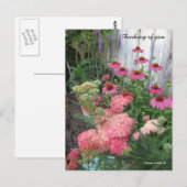 Roze bloemen briefkaart (Voorkant / Achterkant)