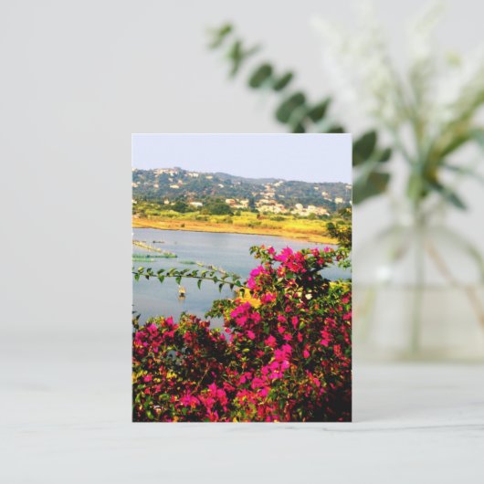 Roze bloemen briefkaart (Staand voorkant)