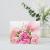  roze bloemen briefkaart (Staand voorkant)