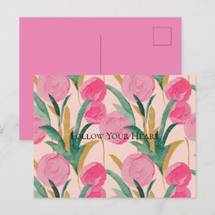Roze bloemen briefkaart