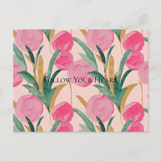 Roze bloemen briefkaart (Voorkant)