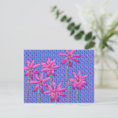 Roze bloemen briefkaart (Staand voorkant)