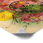 Roze bloemen Briefkaart Digital Art Poster (Hoek)