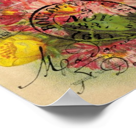 Roze bloemen Briefkaart Digital Art Poster (Hoek)