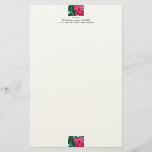 Roze bloemen briefpapier (Voorkant)