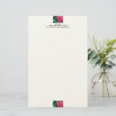 Roze bloemen briefpapier (Staand voorkant)