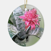 Roze bloemen Bromeliad Keramisch Ornament (Links)