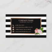 Roze Bloemen Brons Lijst op Stripes Visitekaartje (Achterkant)