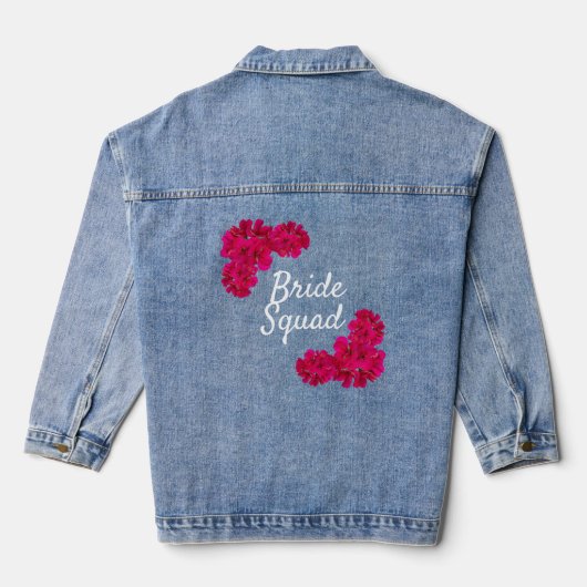 Roze Bloemen Bruid Squad Denim Jacket (Achterkant)
