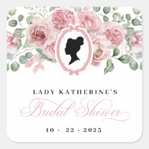 Roze Bloemen  Bruid Vierkante Sticker