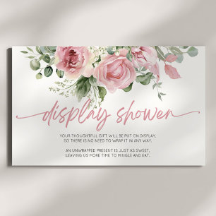 Roze Bloemen Bruids Baby shower Display Douche Informatiekaartje