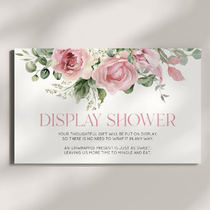 Roze Bloemen Bruids Baby shower Display Douche Informatiekaartje