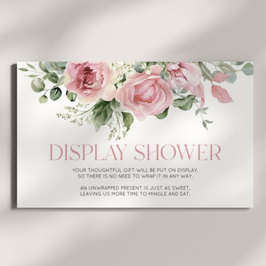 Roze Bloemen Bruids Baby shower Display Douche Informatiekaartje