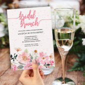 Roze Bloemen Bruids Brunch Douche Kaart