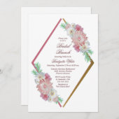 Roze Bloemen Bruids Brunch Kaart (Voorkant / Achterkant)