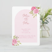 ROZE BLOEMEN BRUIDS DOUCHE UITNODIGING (Staand voorkant)