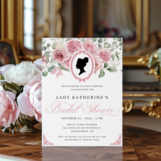 Roze Bloemen Bruids Douche Uitnodiging
