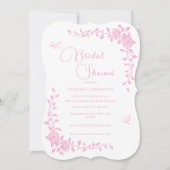 Roze  Bloemen Bruids Douche Uitnodiging (Voorkant)