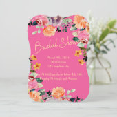 ROZE BLOEMEN BRUIDS DOUCHE UITNODIGING (Staand voorkant)