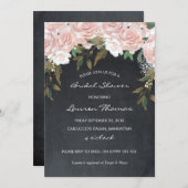 Roze Bloemen Bruids Douche Uitnodiging Krijtbord (Voorkant / Achterkant)