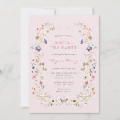 Roze Bloemen Bruids Tea Party Kaart (Voorkant)