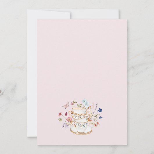 Roze Bloemen Bruids Tea Party Kaart (Achterkant)