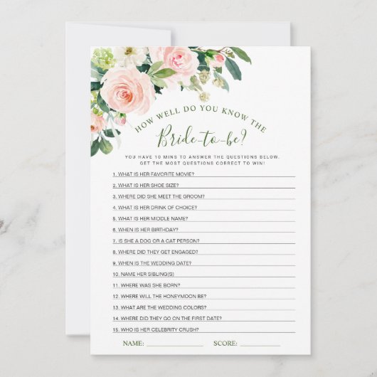 Roze Bloemen Bruidsbruiloft Spelkaart Kaart (Voorkant)