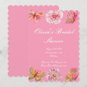 ROZE BLOEMEN BRUIDSDIEPSE INVITATIE SAVE THE DATE (Voorkant / Achterkant)
