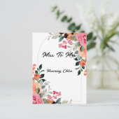 ROZE BLOEMEN BRUIDSDIEPTE UITNODIGING (Staand voorkant)