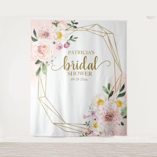 Roze bloemen bruidsfeest achtergrond foto prop wandkleed (Voorkant)