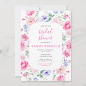 Roze Bloemen Bruidsfeest Kaart (Voorkant)