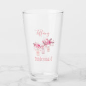 Roze bloemen bruidsmeisje metselaar pot ontwerp glas (Voorkant)