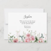Roze Bloemen Bruidsmeisje voorstel Kaart (Achterkant)