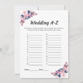 Roze Bloemen Bruiloft A-Z Vrijgezellenfeest Spel K Kaart (Voorkant)
