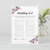 Roze Bloemen Bruiloft A-Z Vrijgezellenfeest Spel K Kaart (Staand voorkant)