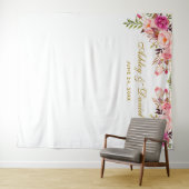 Roze Bloemen Bruiloft Achtergrond | Foto Booth Pro Wandkleed (In Situ (horizontaal))