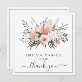 Roze Bloemen Bruiloft Bedankkaart (Voorkant / Achterkant)