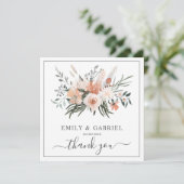 Roze Bloemen Bruiloft Bedankkaart (Staand voorkant)