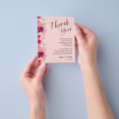 Roze Bloemen Bruiloft Bord Dank u Flyer (Hand)
