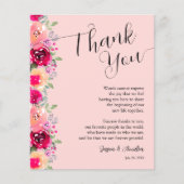 Roze Bloemen Bruiloft Bord Dank u Flyer (Voorkant)