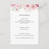 Roze Bloemen bruiloft Details Informatiekaartje (Voorkant)