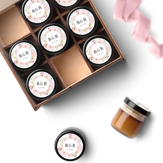 Roze Bloemen Bruiloft Envelop Seal / Favor Sticker