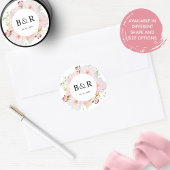 Roze Bloemen Bruiloft Envelop Seal / Favor Sticker