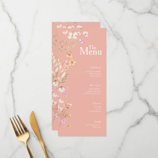 Roze Bloemen Bruiloft Evenement Menu Tafeldecor