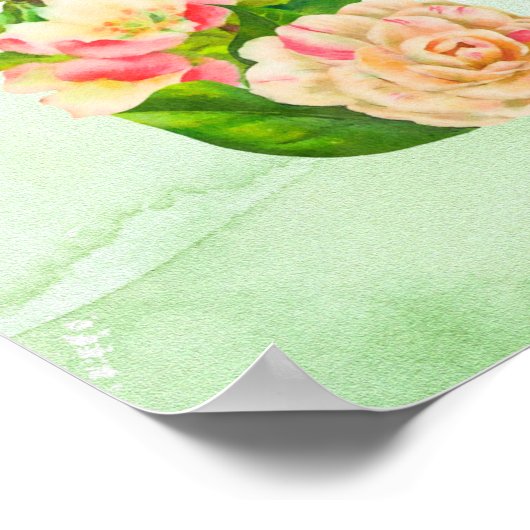 Roze Bloemen Bruiloft Favor Bord Poster (Hoek)