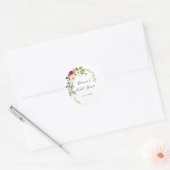 Roze bloemen bruiloft favor ronde sticker (Envelop)